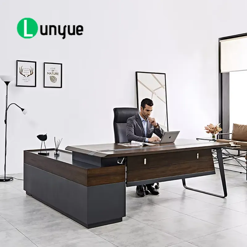 Office Tech And Space - Mesa Executiva Moderna em L, Mobiliário